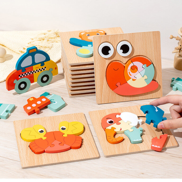 Montessori wooden puzzle toy for kids aged 0–3