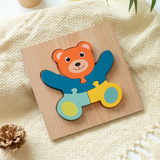 Montessori wooden puzzle toy for kids aged 0–3