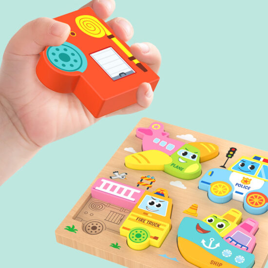  Wooden 3D traffic-themed puzzle board for toddlers