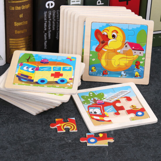 Cartoon animal wooden puzzle toy for toddlers aged 1 to 3
