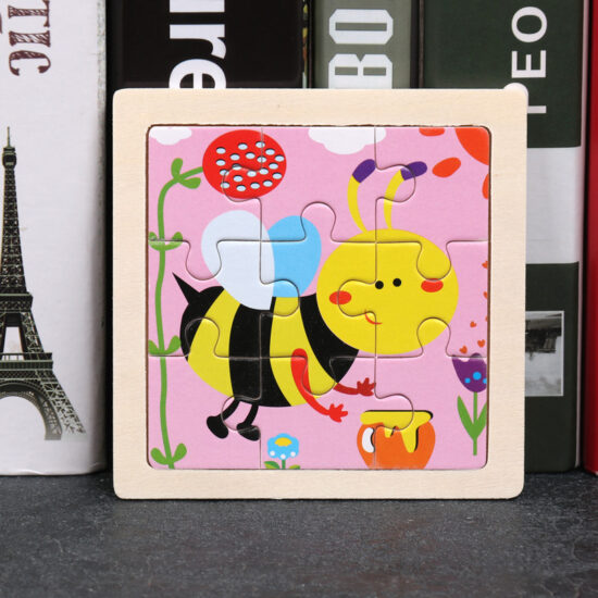 Cartoon animal wooden puzzle toy for toddlers aged 1 to 3
