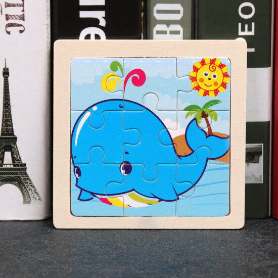 Cartoon animal wooden puzzle toy for toddlers aged 1 to 3