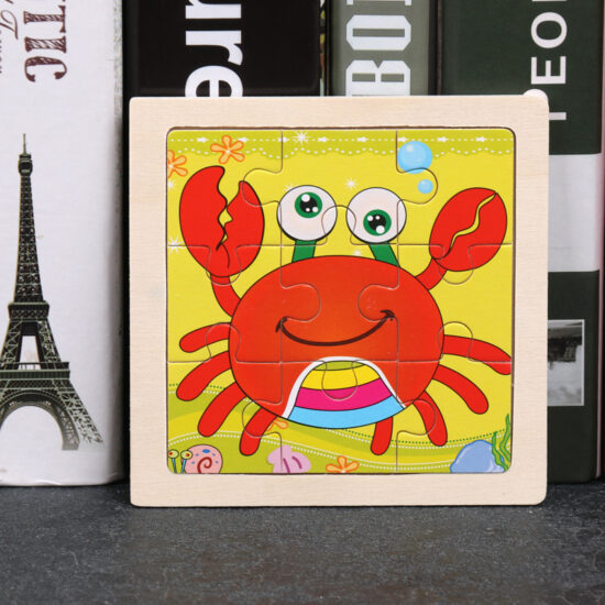 Cartoon animal wooden puzzle toy for toddlers aged 1 to 3