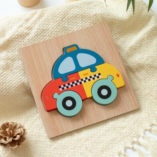 3D cartoon animal wooden puzzle toy for early education