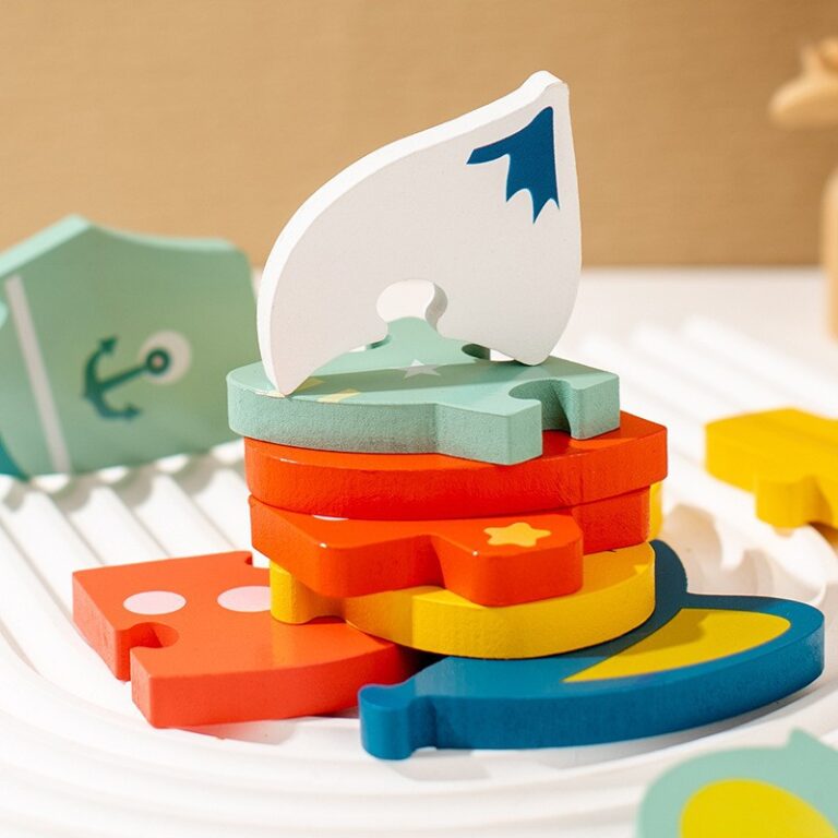 3D cartoon animal wooden puzzle toy for early education