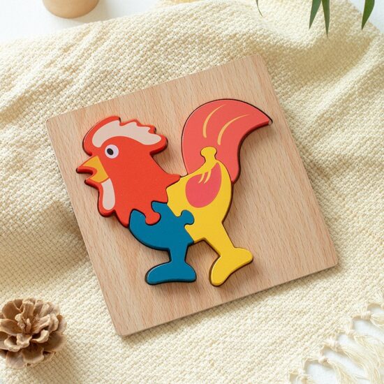 3D cartoon animal wooden puzzle toy for early education