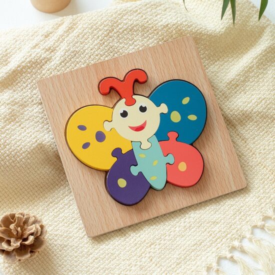 3D cartoon animal wooden puzzle toy for early education