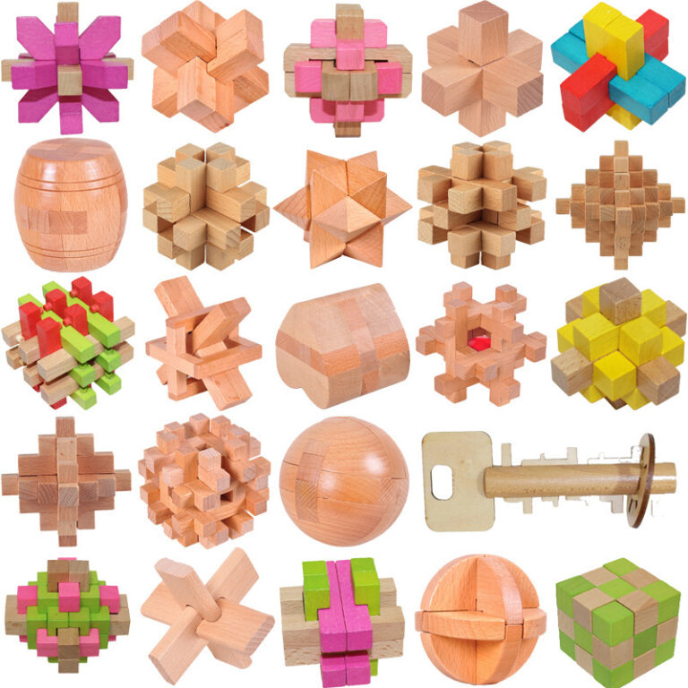 Wooden Chinese Kongming Luban lock puzzles for logic training
