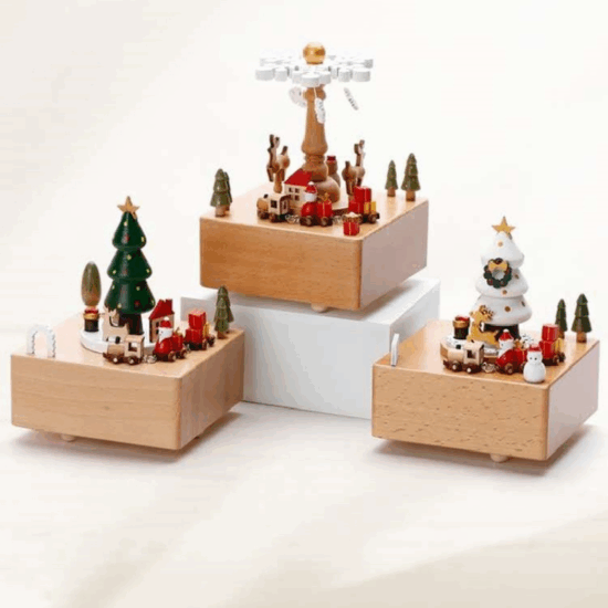 Christmas theme wooden music box for children with custom logo
