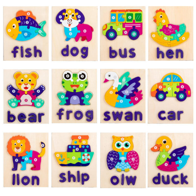 3D DIY wooden cartoon puzzle toy for kids education