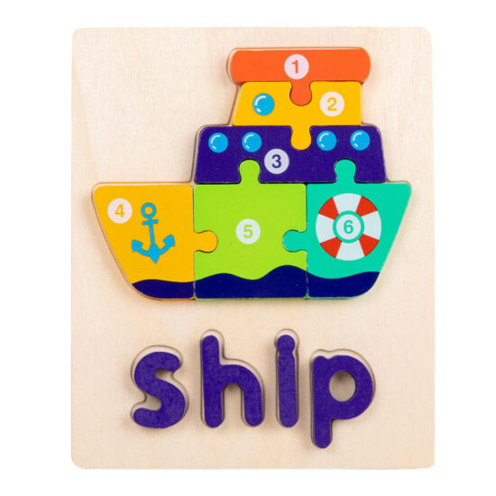 3D DIY wooden cartoon puzzle toy for kids education