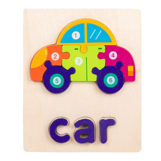 3D DIY wooden cartoon puzzle toy for kids education