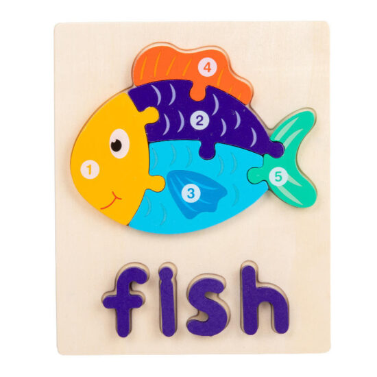 3D DIY wooden cartoon puzzle toy for kids education