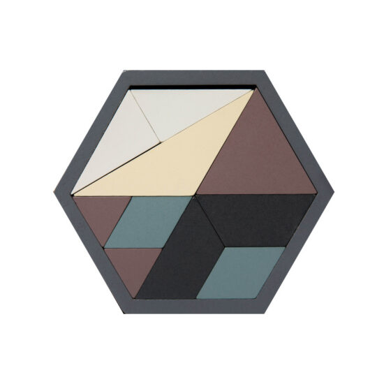 3D wooden hexagon tangram puzzle toy for kids and adults