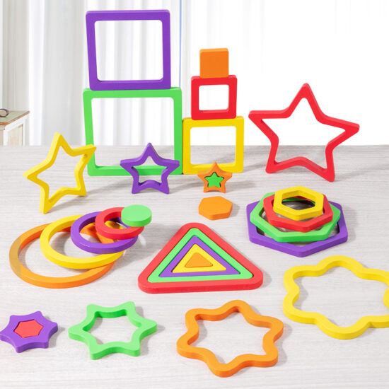 Montessori wooden geometric shape matching puzzle for kids