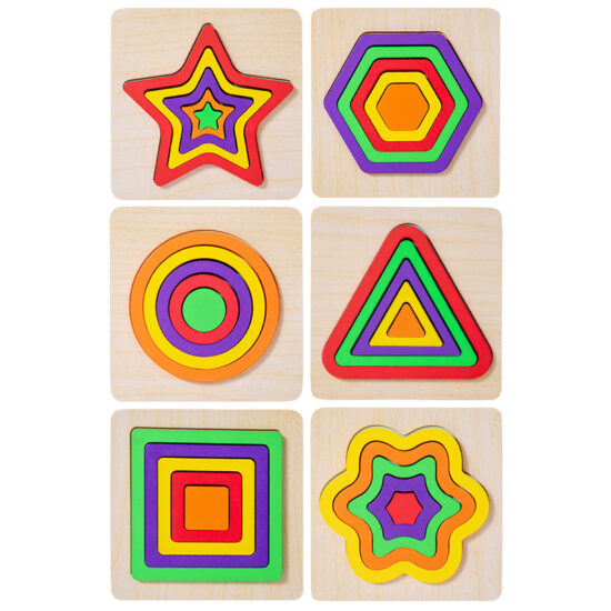 Montessori wooden geometric shape matching puzzle for kids