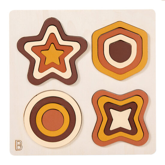 Montessori wooden geometric shape matching puzzle for kids