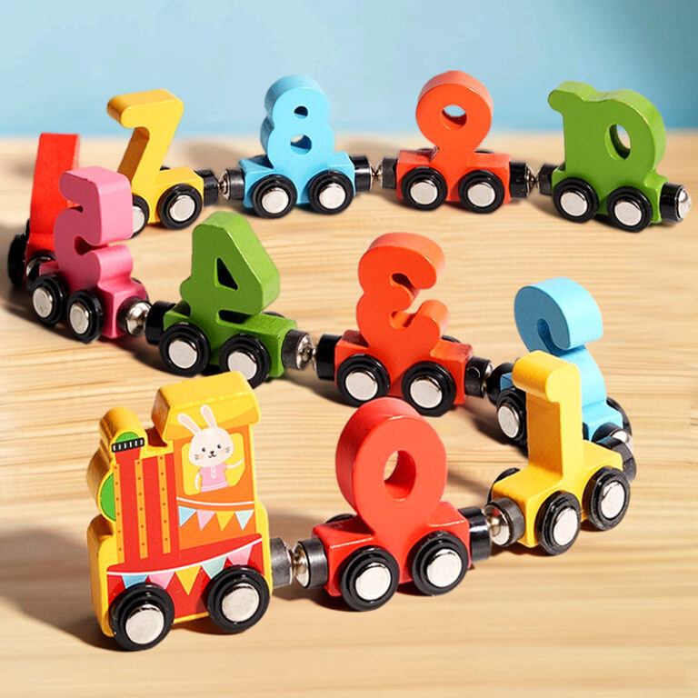 Wooden Magnetic Number Train Toy for Toddlers
