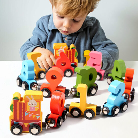 Wooden Magnetic Number Train Toy for Toddlers