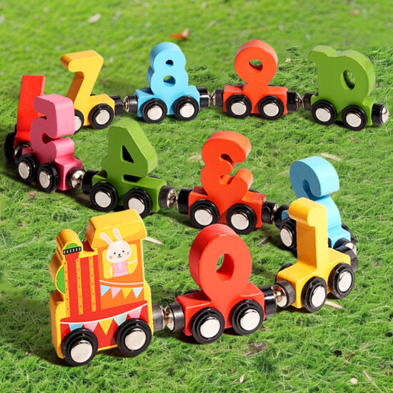 Wooden Magnetic Number Train Toy for Toddlers