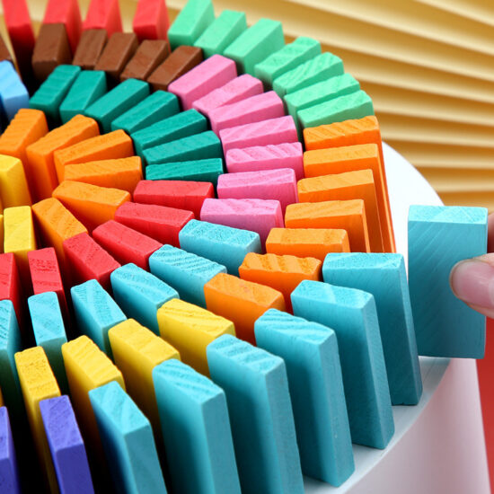 Wooden domino game set for children and adults