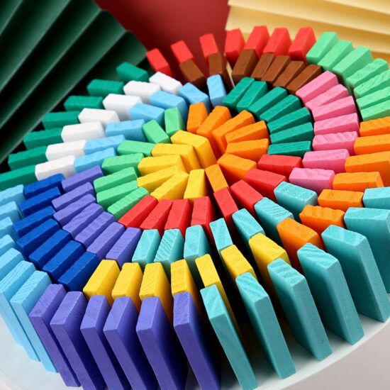 Wooden domino game set for children and adults