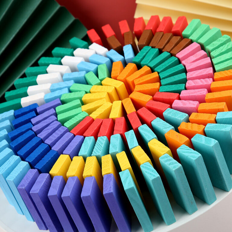 Wooden domino game set for children and adults