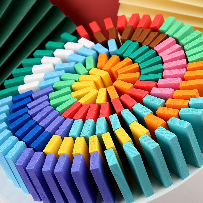 Wooden domino game set for children and adults
