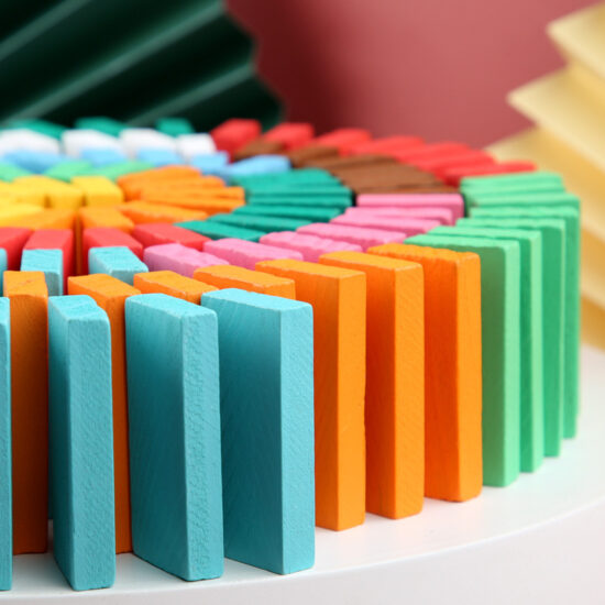 Wooden domino game set for children and adults