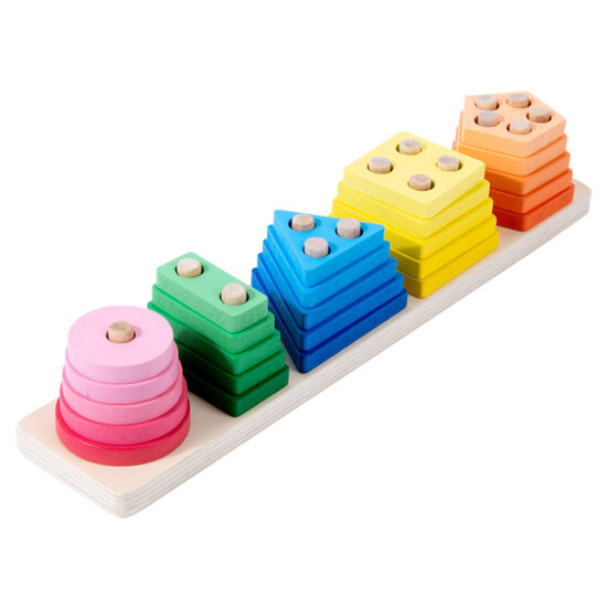 Montessori wooden shape sorting stacking toy for 
