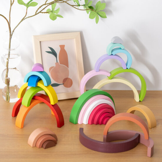 Rainbow stacking blocks educational toy for kids