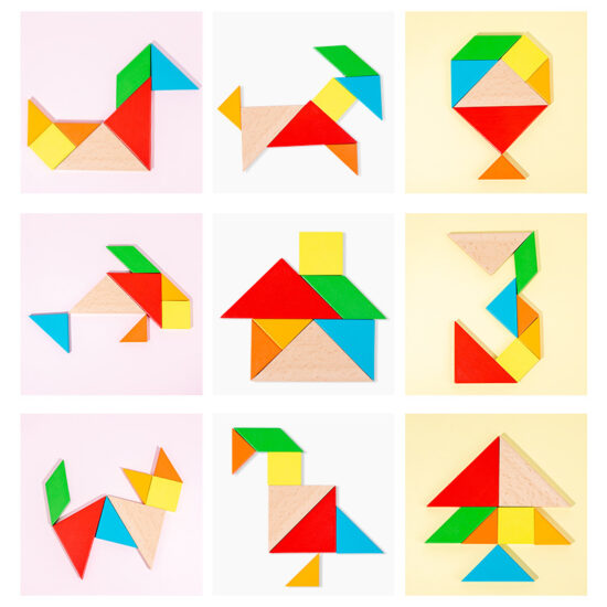Montessori wooden tangram puzzle for early learning