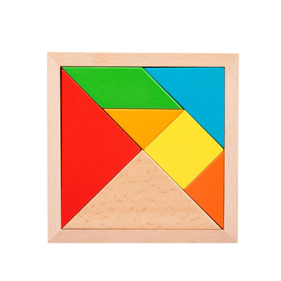 Montessori wooden tangram puzzle for early learning