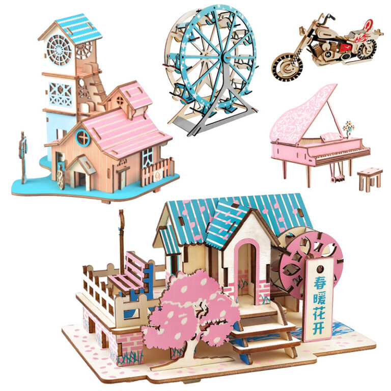 Wooden 3D puzzle model kit for kids – DIY building toy