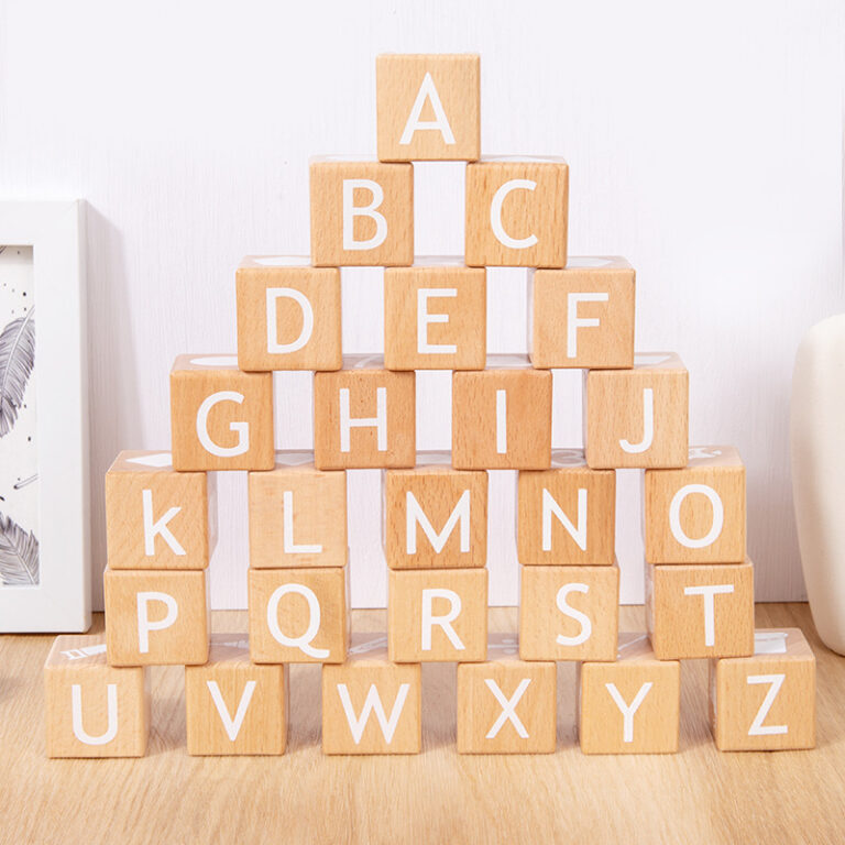Wooden alphabet and number puzzle blocks for kids