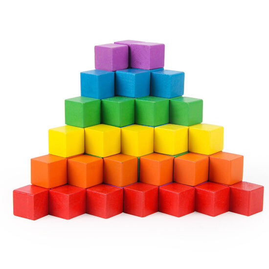 Colorful wooden cube math blocks educational toy for kids