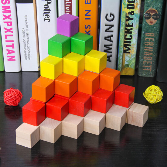 Colorful wooden cube math blocks educational toy for kids