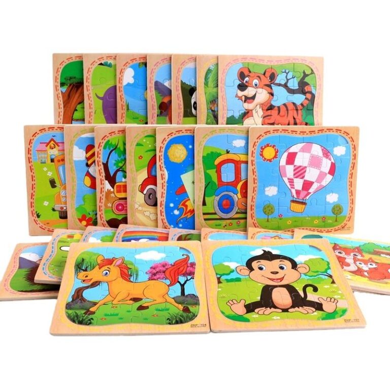 Wooden cartoon animal puzzle toy for toddlers and kids