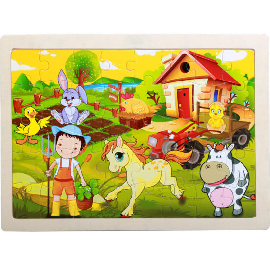 Wooden cartoon animal puzzle toy for toddlers and kids