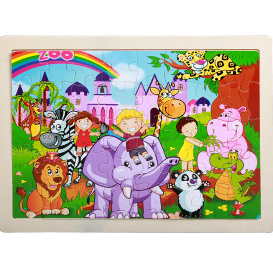 Wooden cartoon animal puzzle toy for toddlers and kids