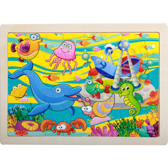 Wooden cartoon animal puzzle toy for toddlers and kids