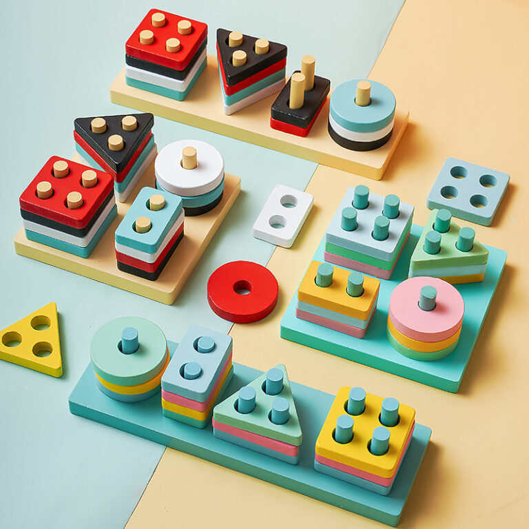Wooden Montessori shape sorting toy for toddlers