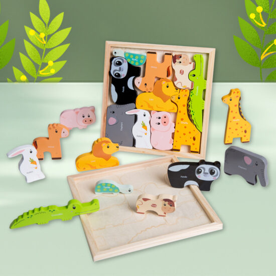 Wooden Montessori snap puzzle toy for toddlers