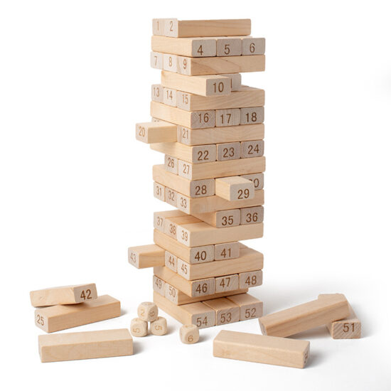 54pcs colorful wooden stacking blocks toy for kids