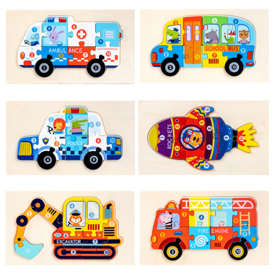 Wooden traffic puzzle toy for toddlers