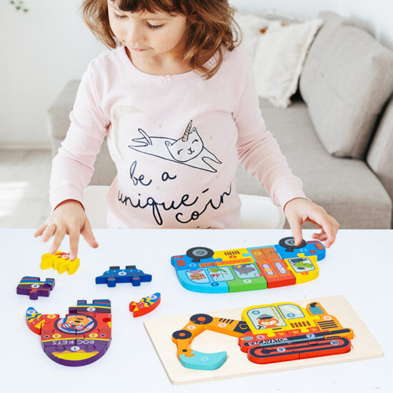 Wooden traffic puzzle toy for toddlers