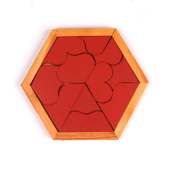 Wooden hexagon geometric puzzle for kids