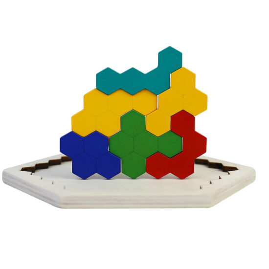 Wooden hexagon geometric puzzle for kids