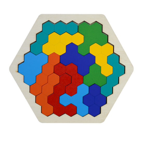 Wooden hexagon geometric puzzle for kids