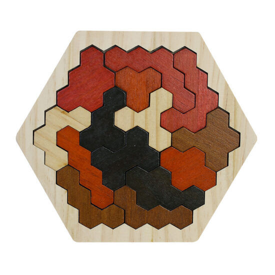 Wooden hexagon geometric puzzle for kids